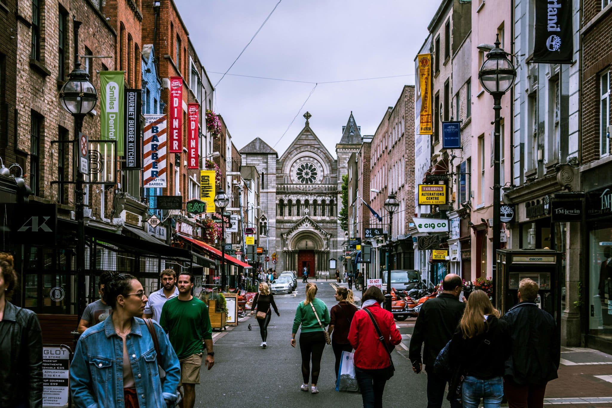 People walking in the streets of Dublin. 