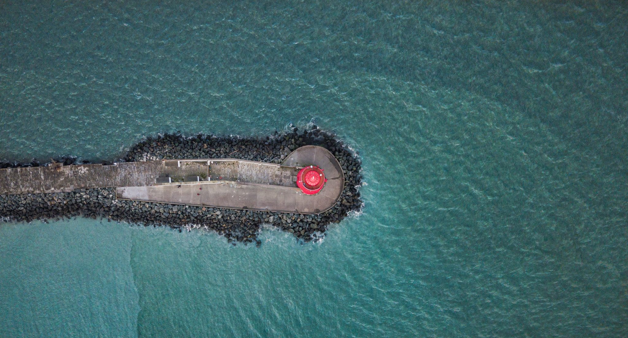 An aerial view of Poolbeg Lighthouse.