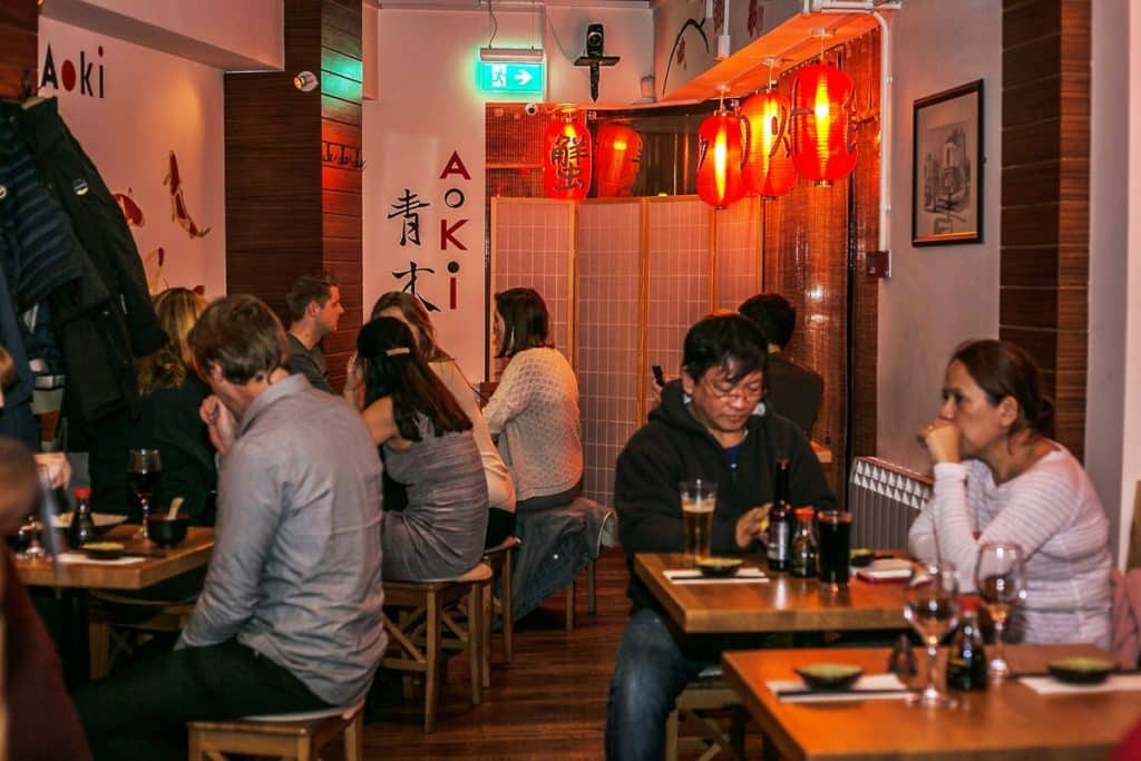 Customers at Aoki Sushi Noodle Bar in Dublin